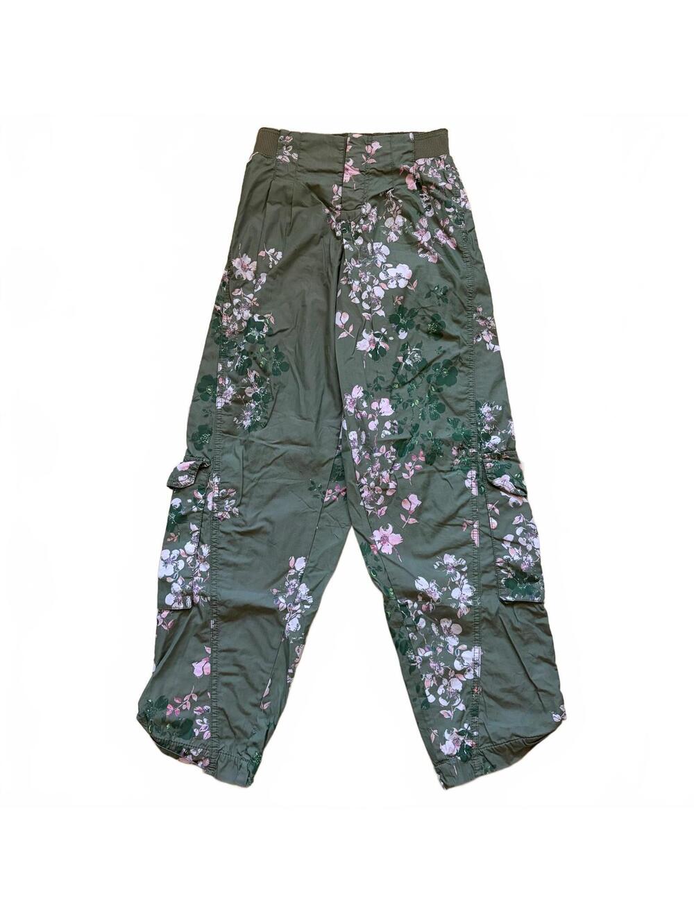 FP Movement Mesmerize Me Floral Cargo Pants Free people Olive Green Women's XS - Picture 2 of 8